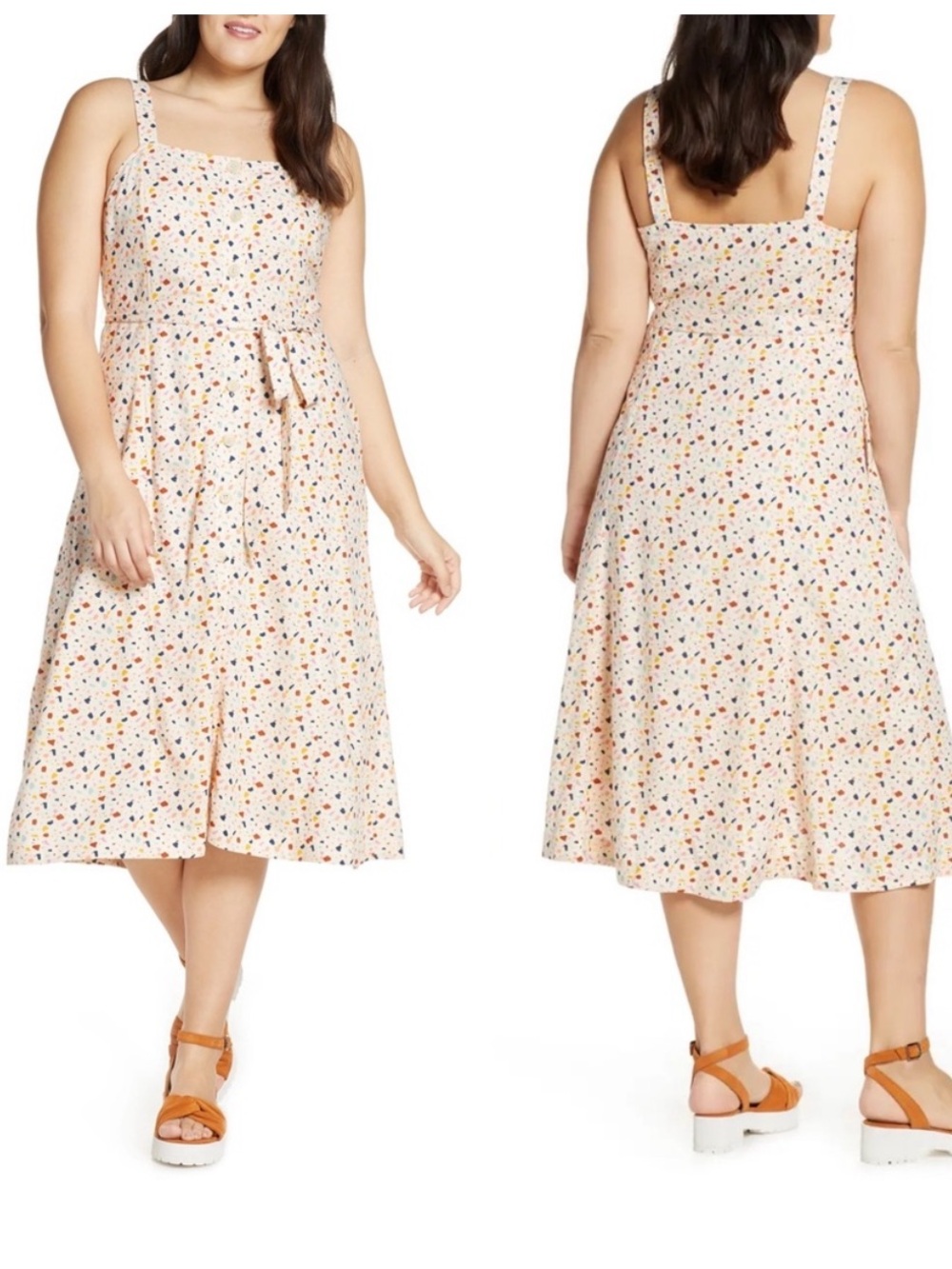 Madewell Terazzo Square Neck Midi Dress multicolor 20